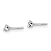 18k White Gold 1/10 carat Lab Grown Diamond VS+ F+ Round Complete Three Prong Stud Earrings